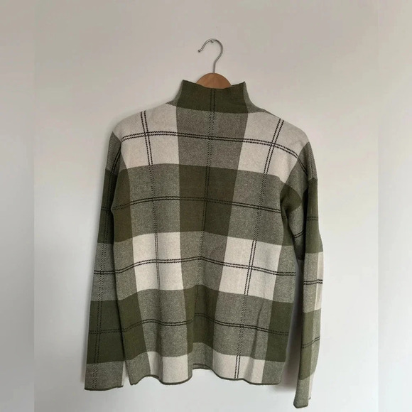 Plaid Rachel Zoe plaid green Mockneck  sweater size medium - Picture 4 of 7